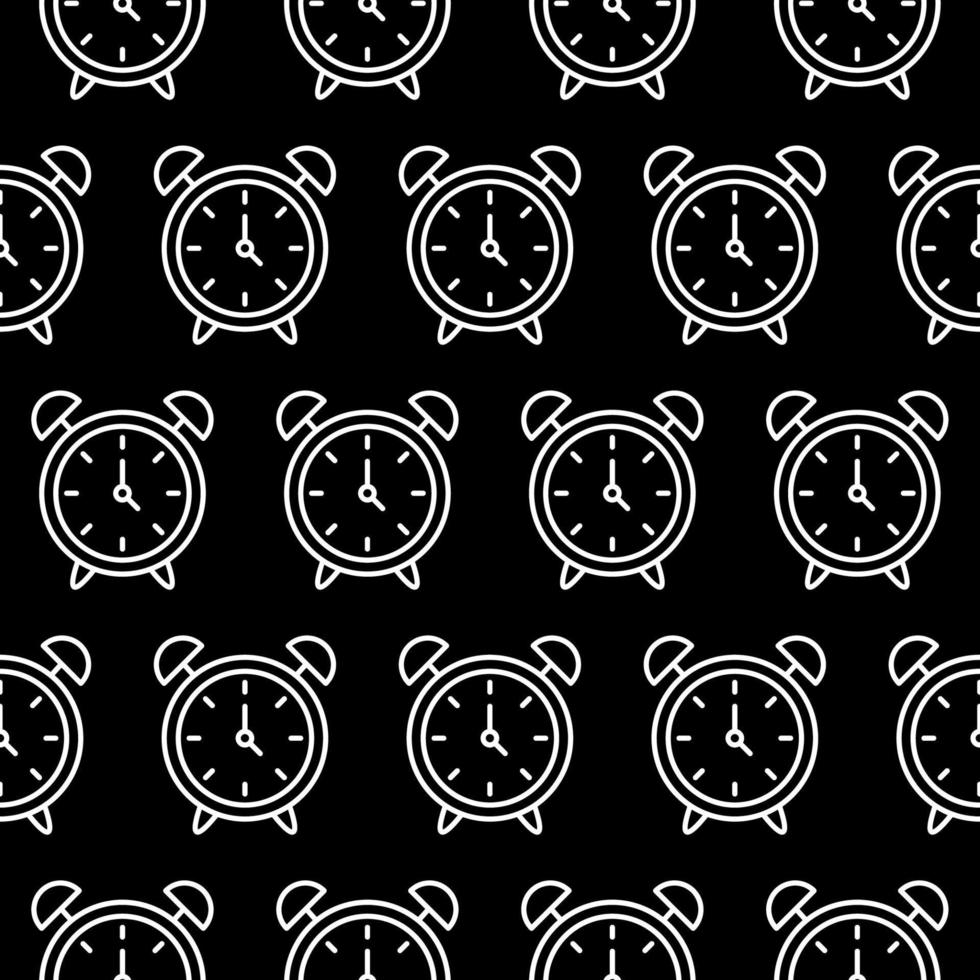 tres en punto. reloj blanco sobre fondo negro. patrón sin costuras ilustración vectorial vector