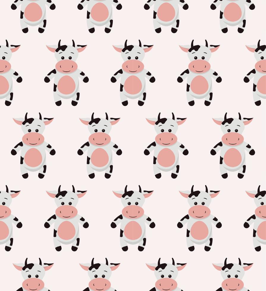 Seamless funny pattern with doodle cartoon cow vector