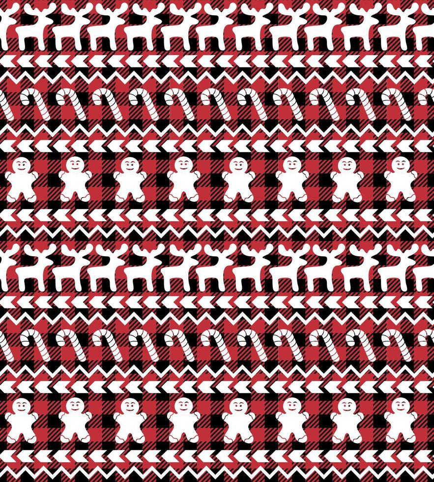 buffalo plaid christmas jingle bells en el fondo de la página de música. patrón festivo sin fisuras. ilustración vectorial vector