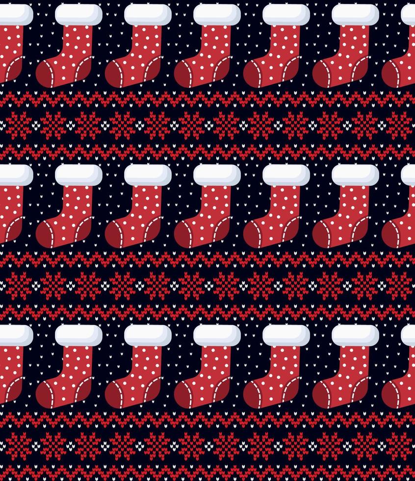 Knitted Christmas and New Year pattern in snowmen. vector