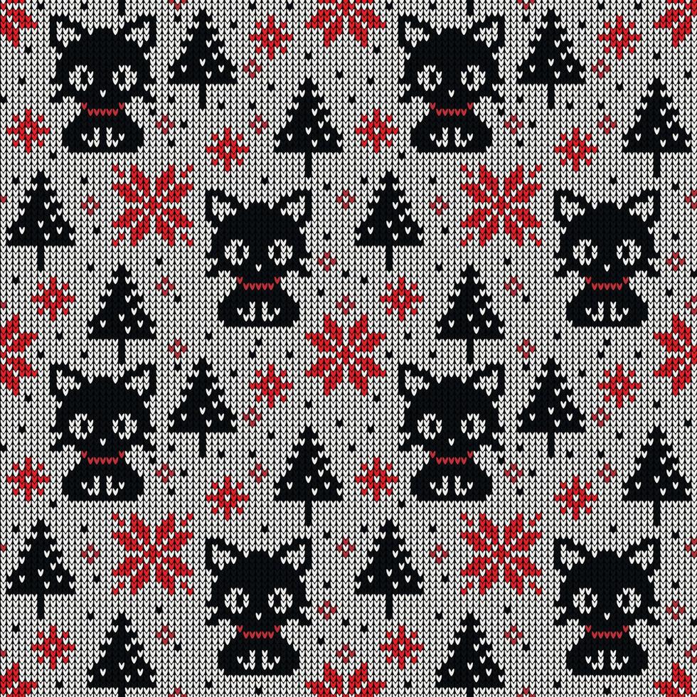 patrón de punto de navidad y año nuevo en gatos. diseño de suéter de punto de lana. papel de envolver papel estampado textil. eps 10 vector