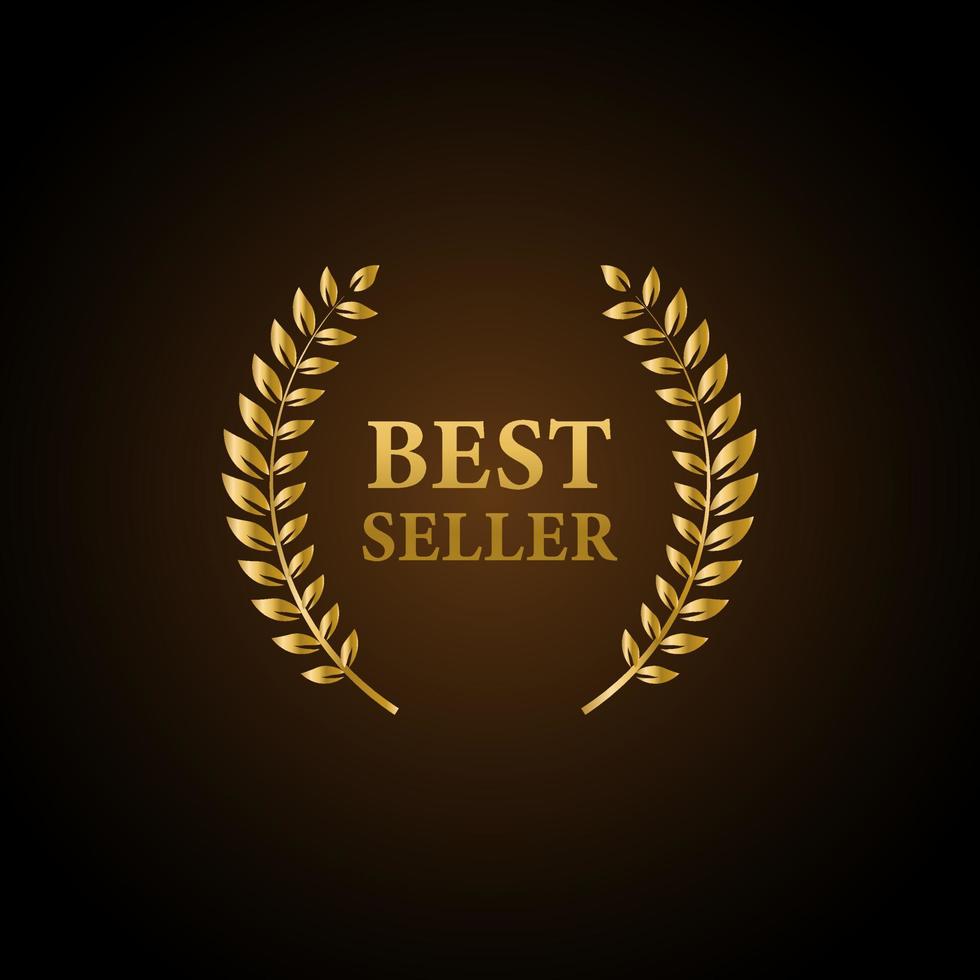 Best Seller Gold sign with laurel. Vector illustration.