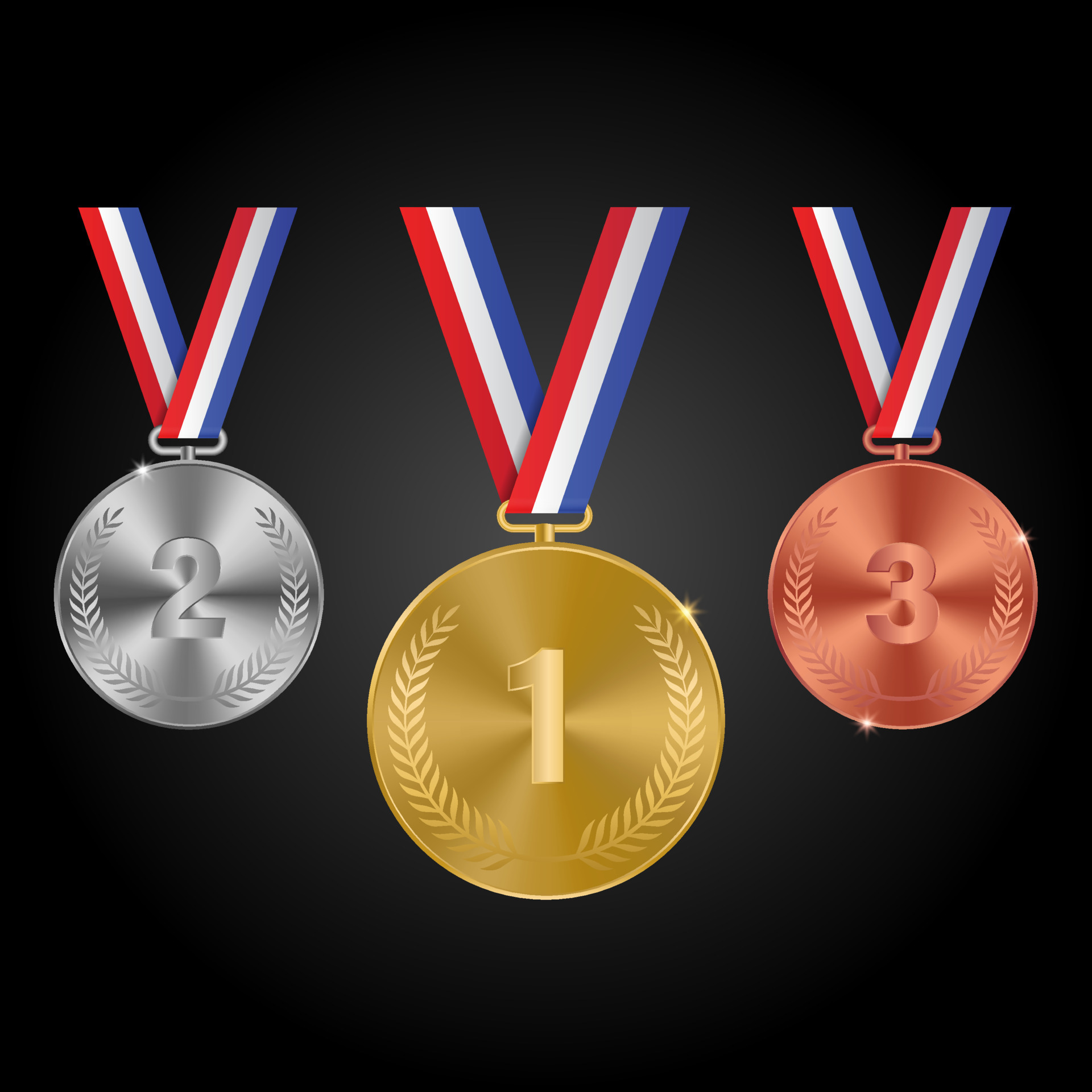 Medallas De Oro Plata Bronce. Campeón Ganador Premio Medalla De Metal.  Conjunto De Vectores Aislados Realistas De Insignias De Honor. Medalla De  Bronce, Plata Y Oro Para La Ilustración Del Premio Del