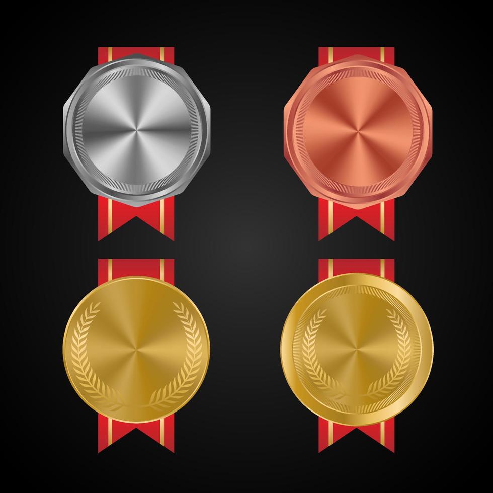 Retro golden, silver and bronze ribbons and labels vector collection