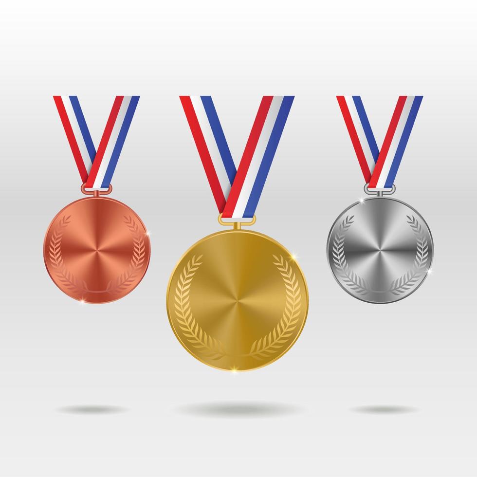 conjunto de medallas de oro, plata y bronce en blanco. ilustración vectorial vector