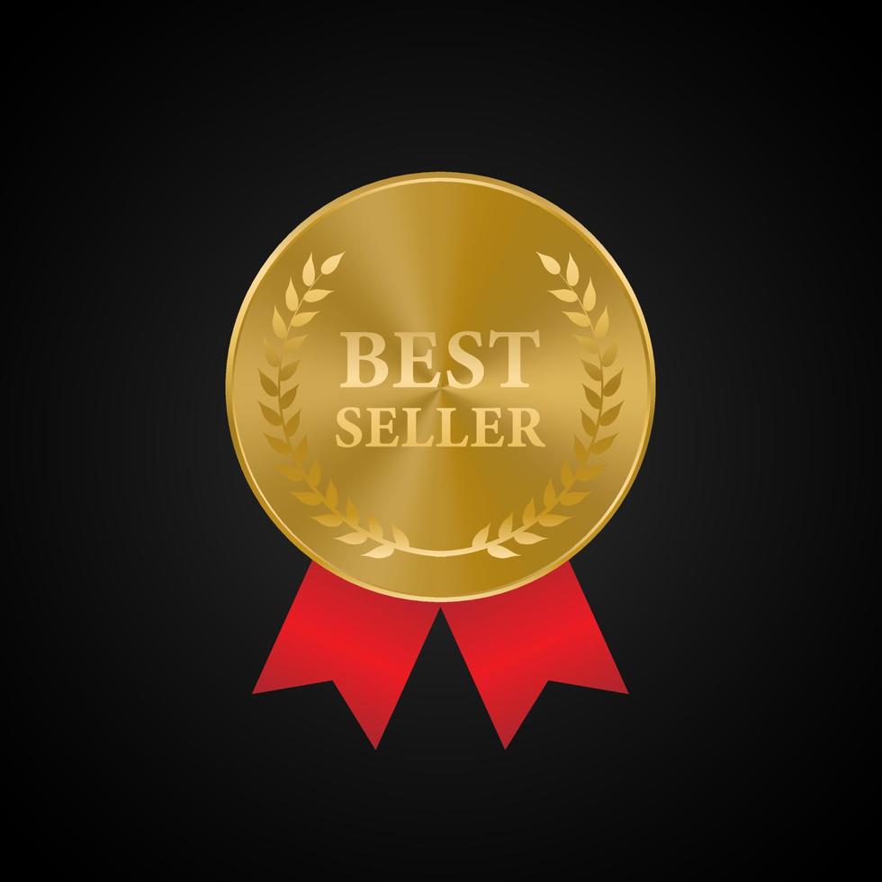 Best seller badge. Best seller golden label. vector illustration