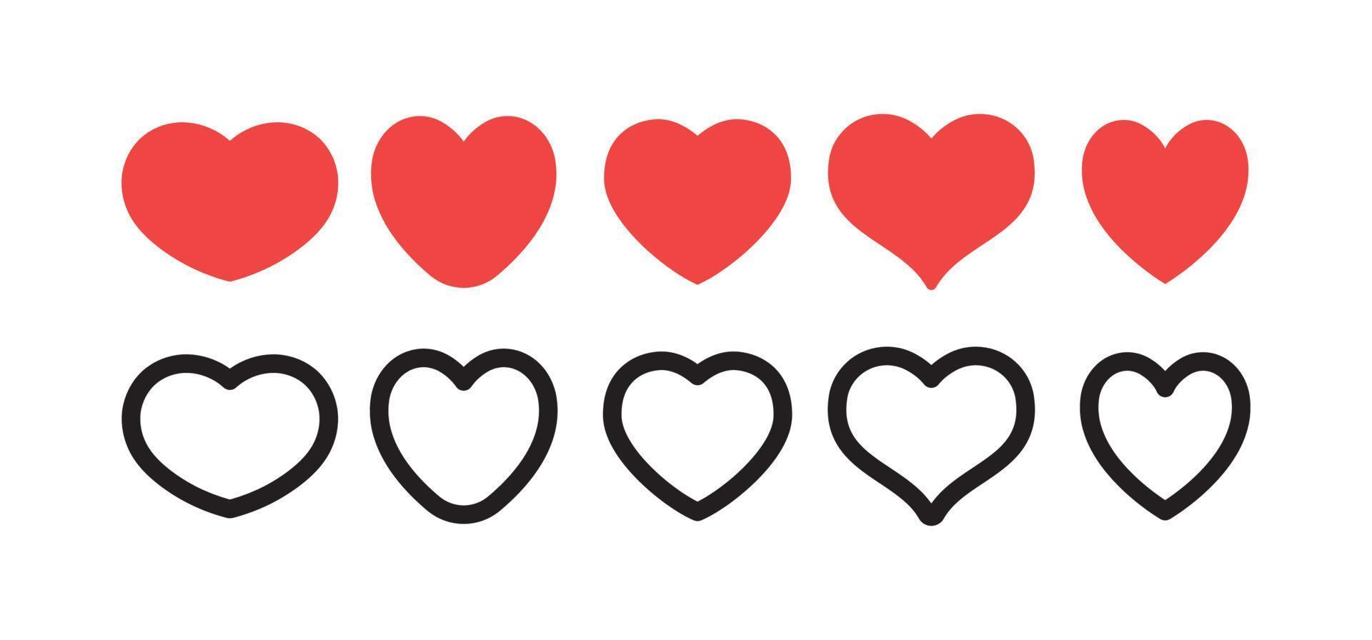 Vector hearts. Heart shape icon collection. Valentines day love symbol.