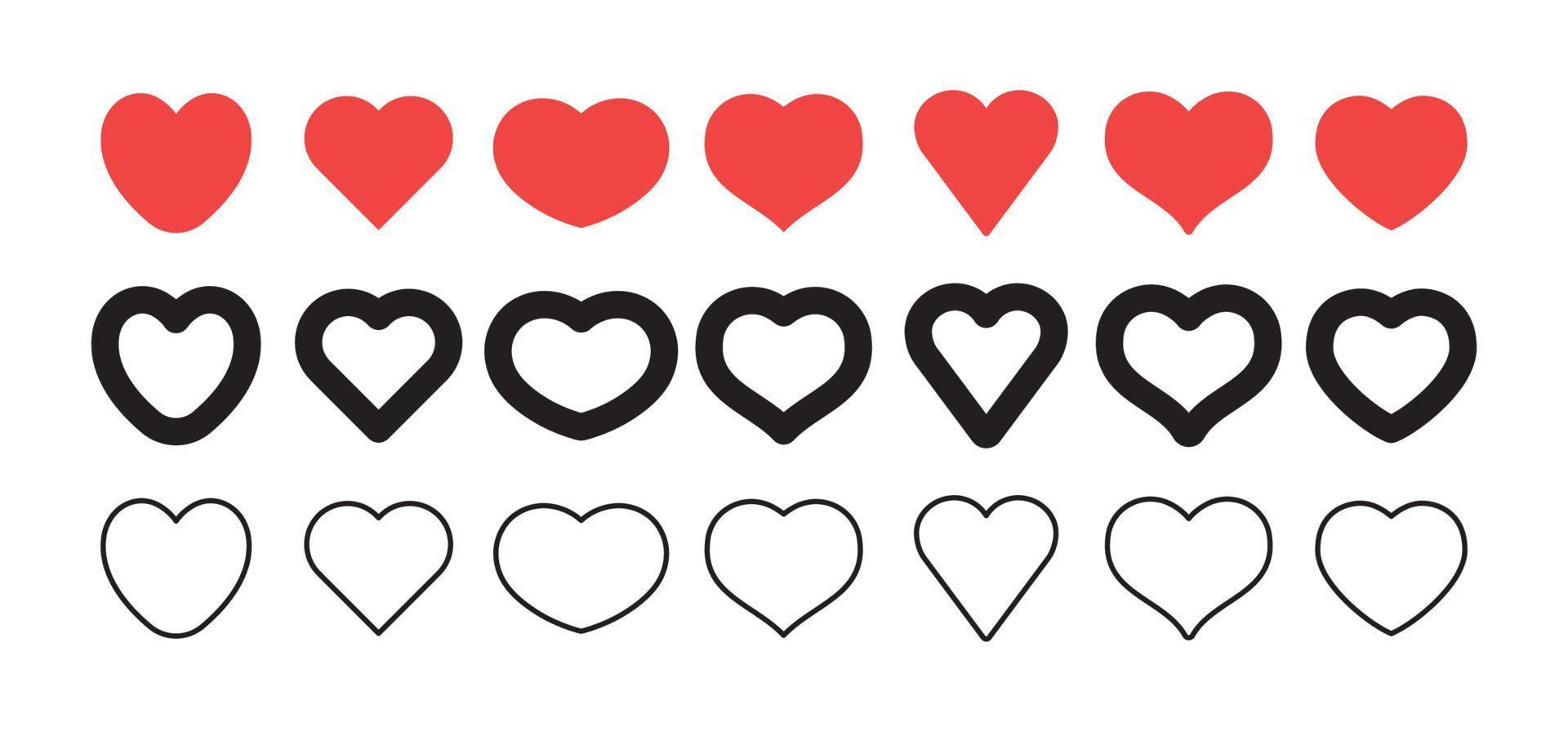 Vector hearts. Heart shape icon collection. Valentines day love symbol.