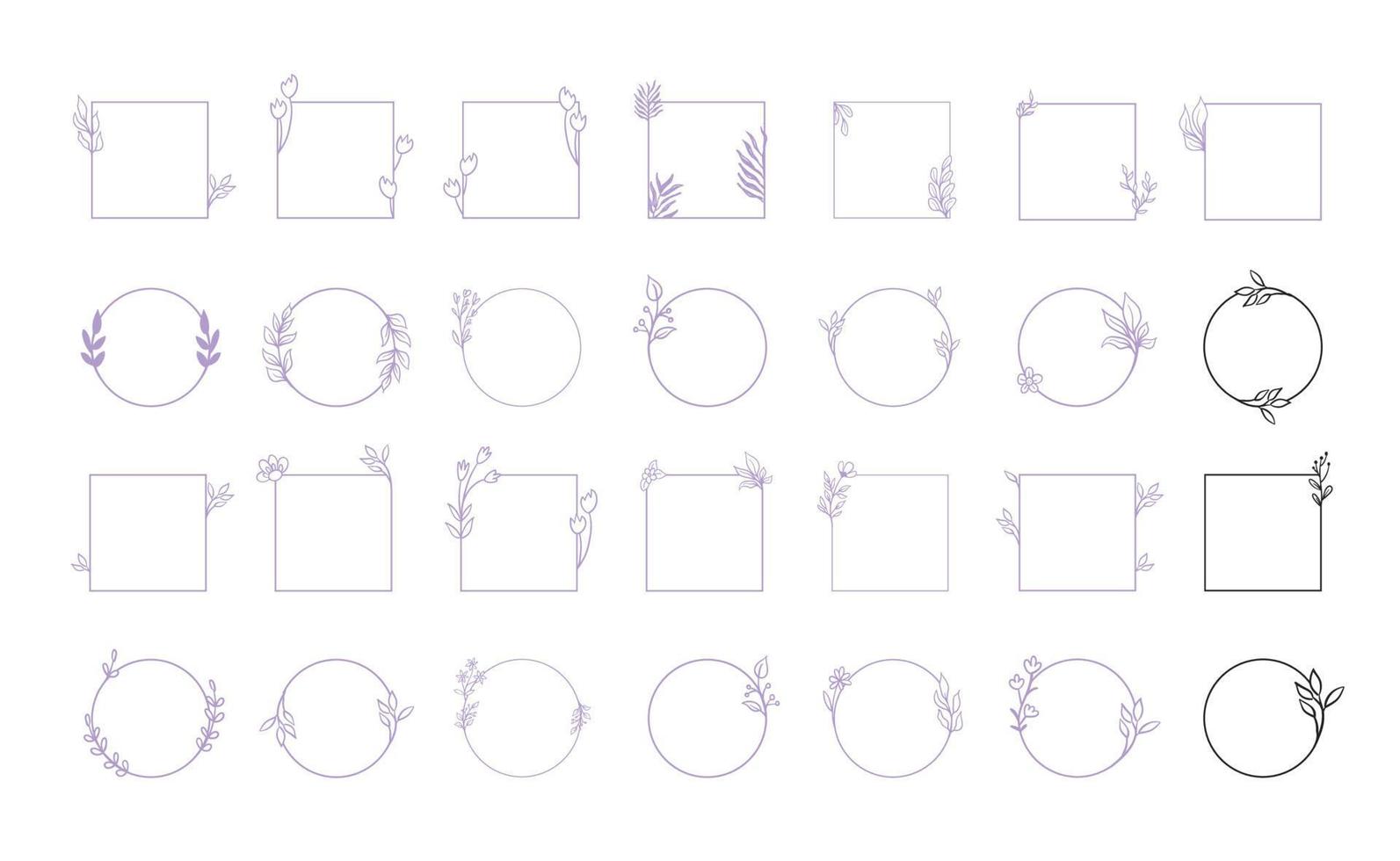 floral-decorative-vector-frame-circle-and-square-shaped-frame-elegant