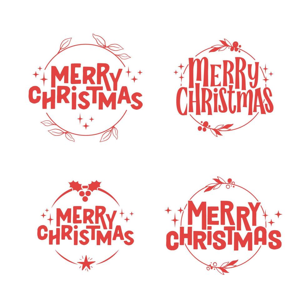 Merry christmas lettering design. Xmas holidays decoration badge. vector