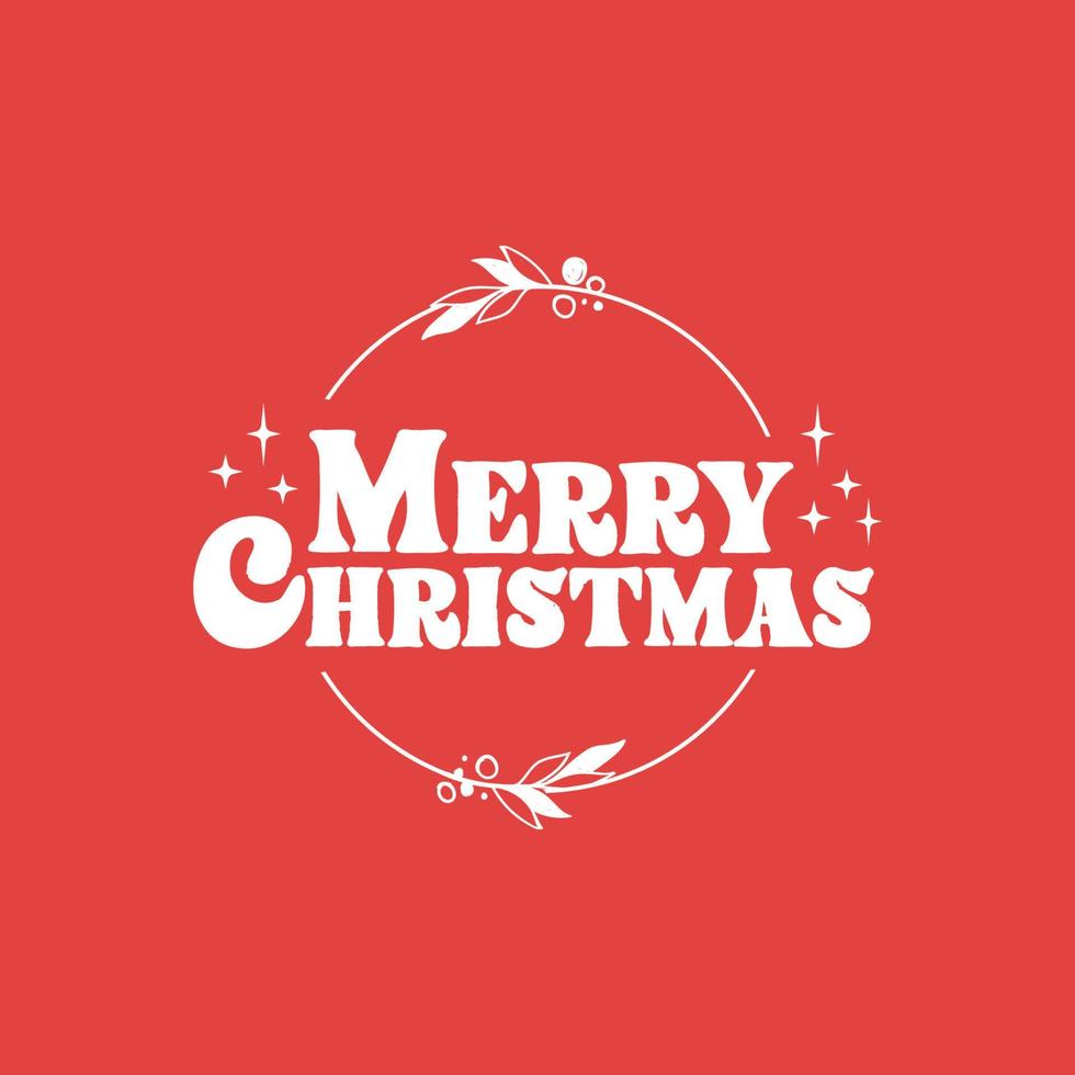 Merry Christmas lettering. Decorative holidays badge. Xmas celebration design for card or banner. vector