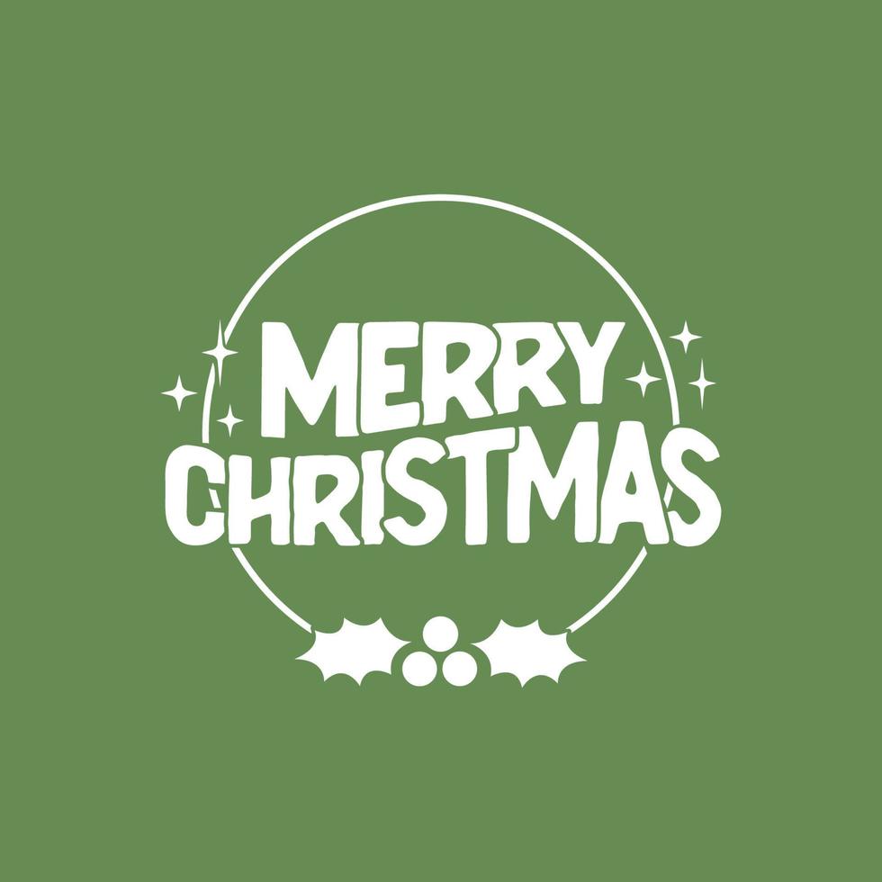Merry Christmas lettering. Decorative holidays badge. Xmas celebration design for card or banner. vector