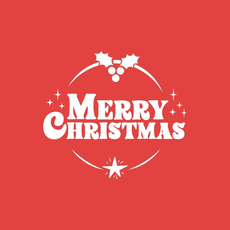 Merry Christmas lettering. Decorative holidays badge. Xmas celebration design for card or banner. vector