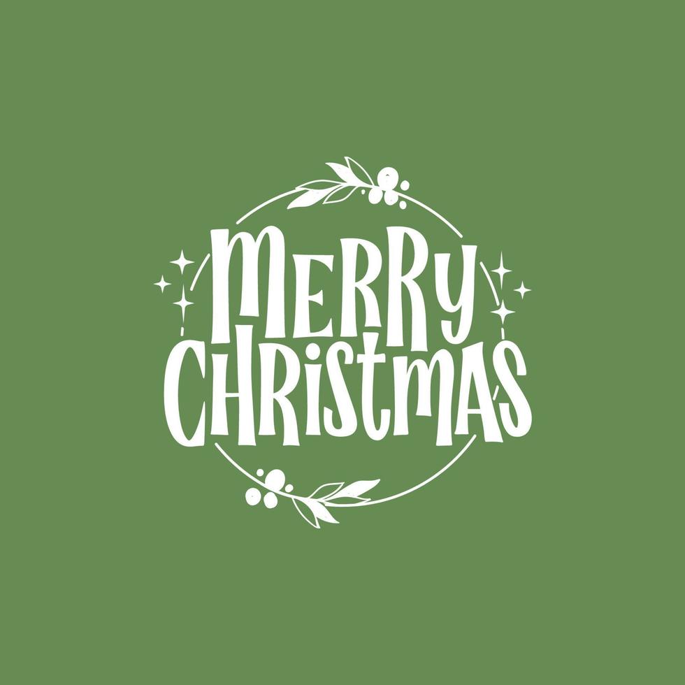 Merry Christmas lettering. Decorative holidays badge. Xmas celebration design for card or banner. vector