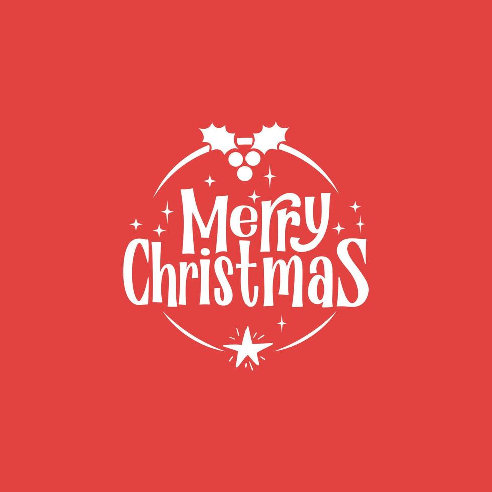 Merry Christmas lettering. Decorative holidays badge. Xmas celebration design for card or banner. vector