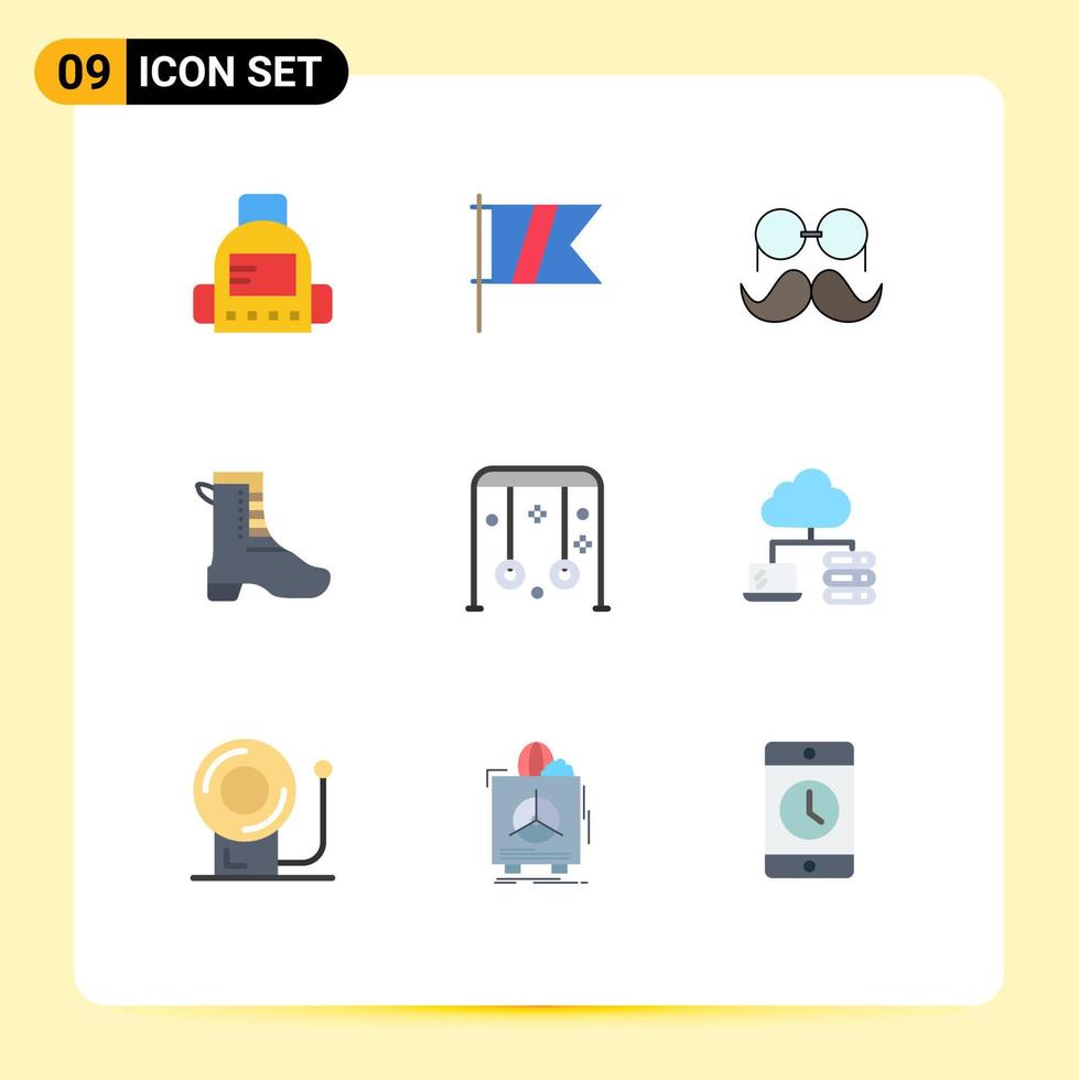 Set of 9 Modern UI Icons Symbols Signs for park spring hipster shoe activity Editable Vector Design Elements