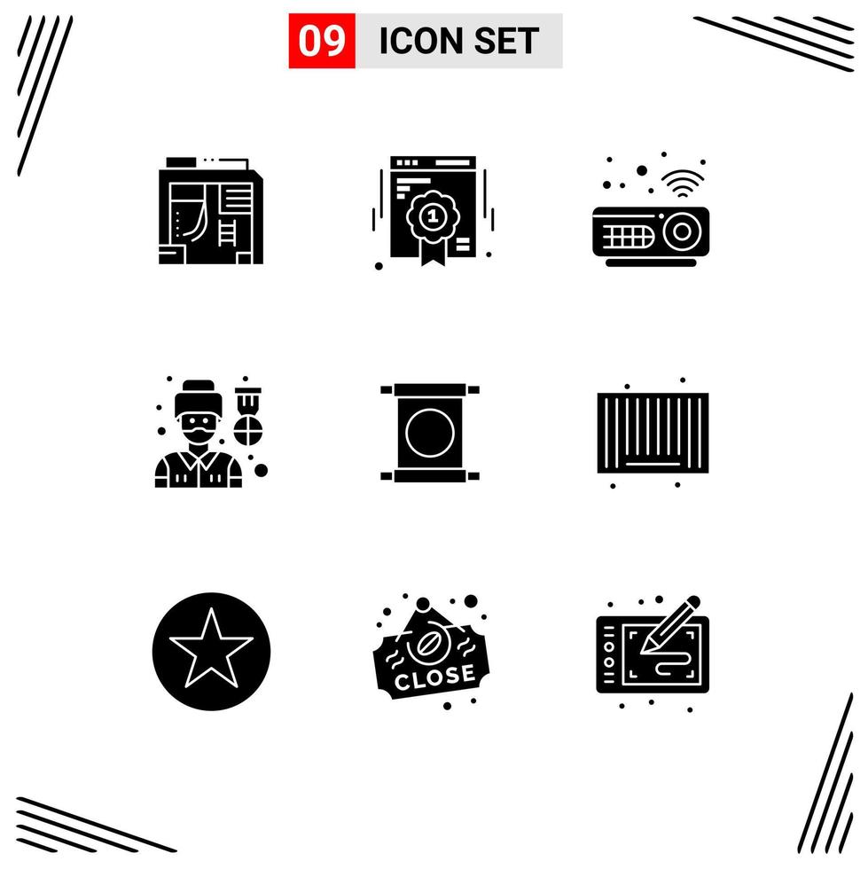 Pictogram Set of 9 Simple Solid Glyphs of china scroll devices man pilot Editable Vector Design Elements