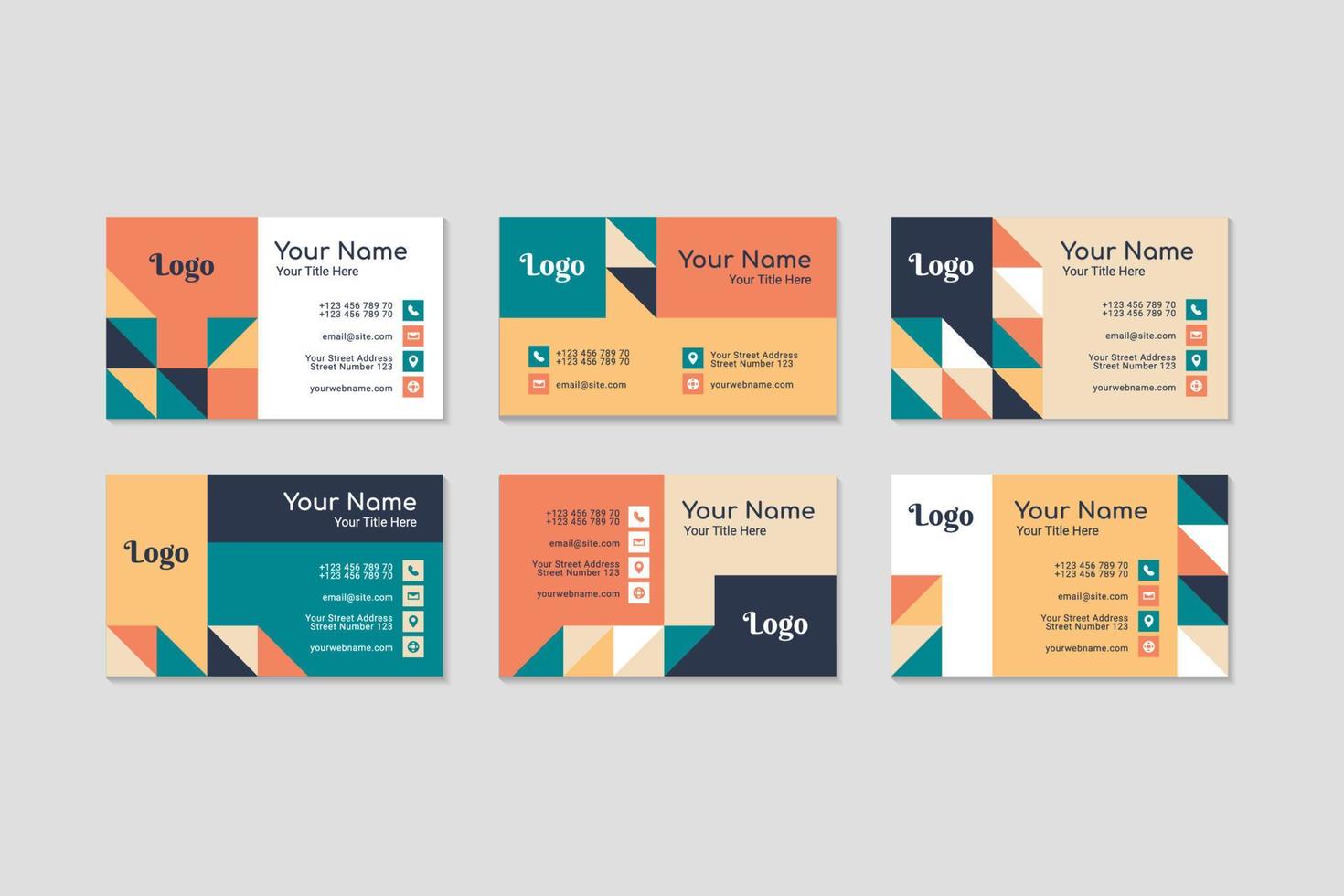 Minimalist Geometric Triangular Flat Business Card Design vector