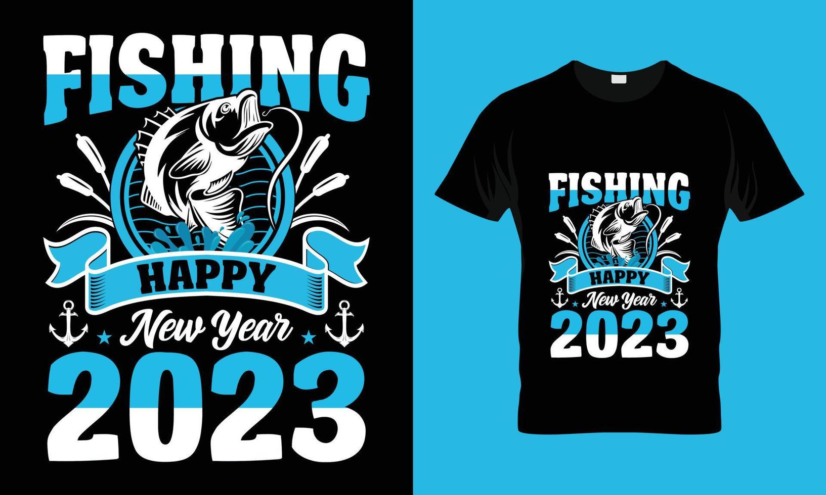 Fishing happy new year 2023 vector