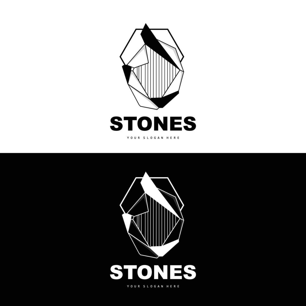 logotipo de piedra, piedra vectorial moderna con estilo de línea geométrica, diseño para decoración estética, producto moderno de marca, icono simple línea de geometría estética abstracta vector