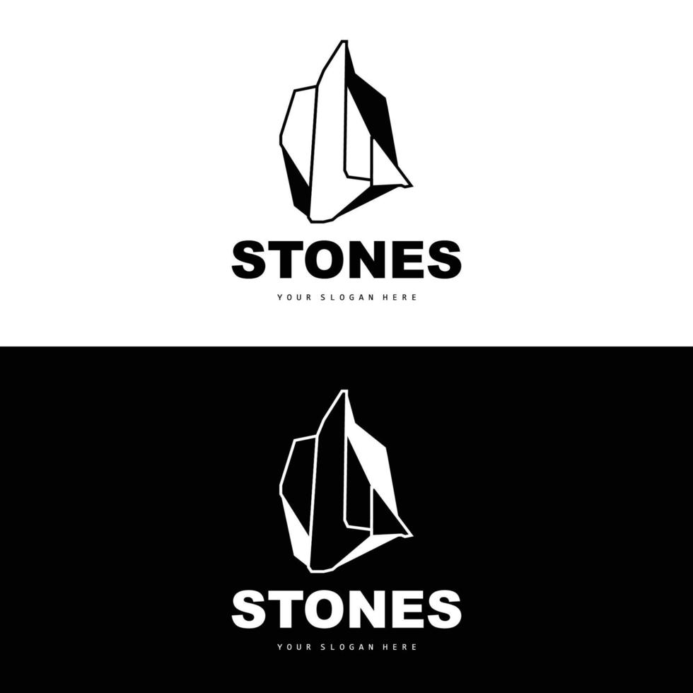 logotipo de piedra, piedra vectorial moderna con estilo de línea geométrica, diseño para decoración estética, producto moderno de marca, icono simple línea de geometría estética abstracta vector