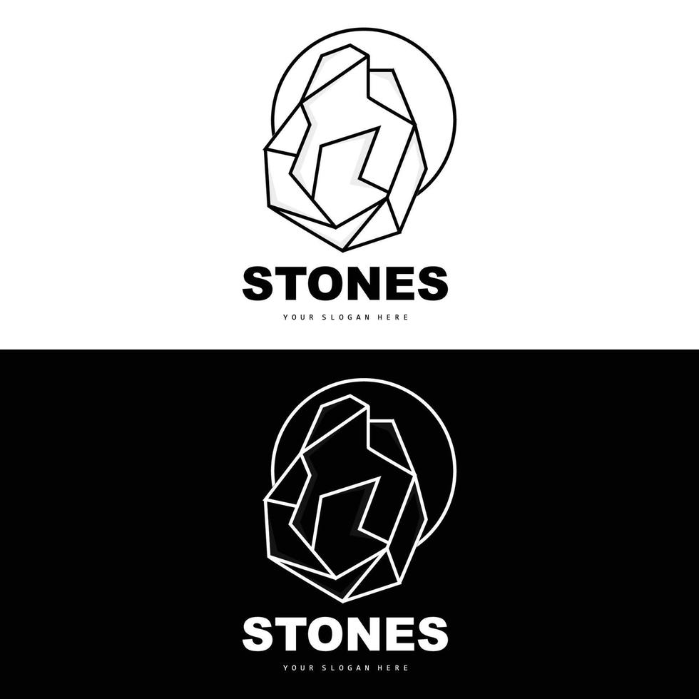 Stone Logo, Vector Stone Modern With Geometry Line Style, Design For Aesthetic Decoration, Brand Modern Product, Simple Icon Abstract Aesthetic Geometry Line