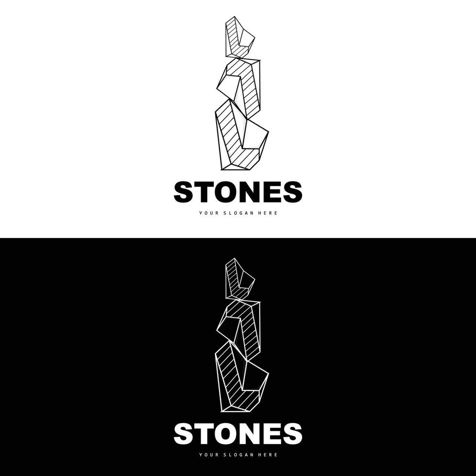Stone Logo, Vector Stone Modern With Geometry Line Style, Design For Aesthetic Decoration, Brand Modern Product, Simple Icon Abstract Aesthetic Geometry Line