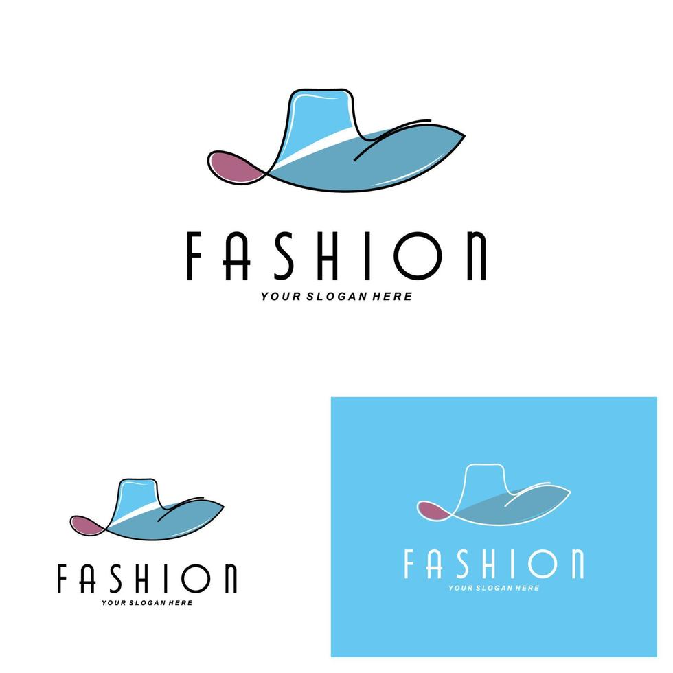 ilustración de diseño de logotipo de sombrero de mujer accesorios de belleza de moda y cuidado de la marca del producto vector