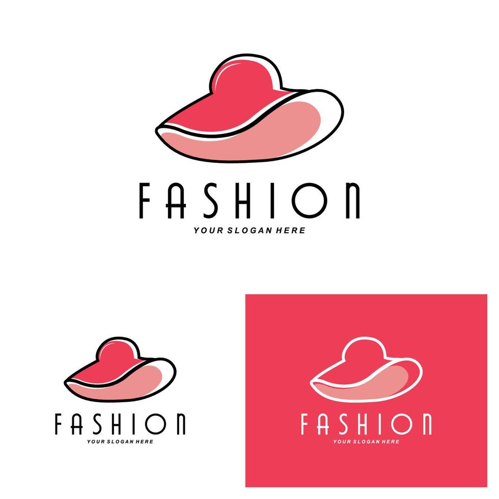 ilustración de diseño de logotipo de sombrero de mujer accesorios de belleza de moda y cuidado de la marca del producto vector