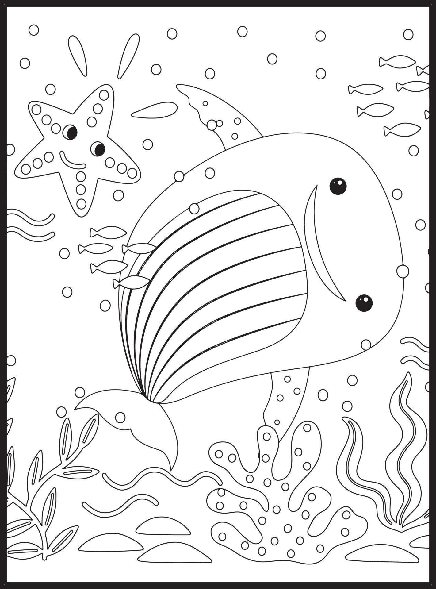 Ocean Animals Coloring Pages 16076525 Vector Art at Vecteezy