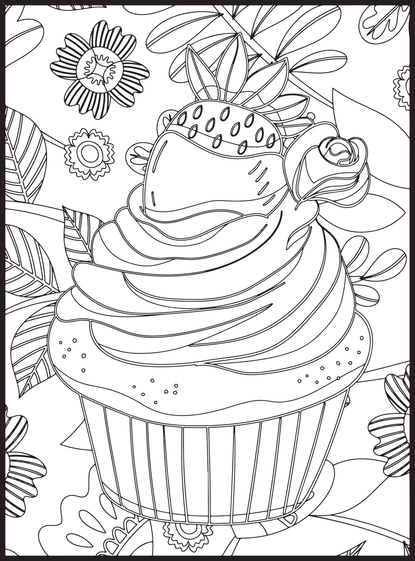 Cupcake Coloring Pages 16076547 Vector Art at Vecteezy