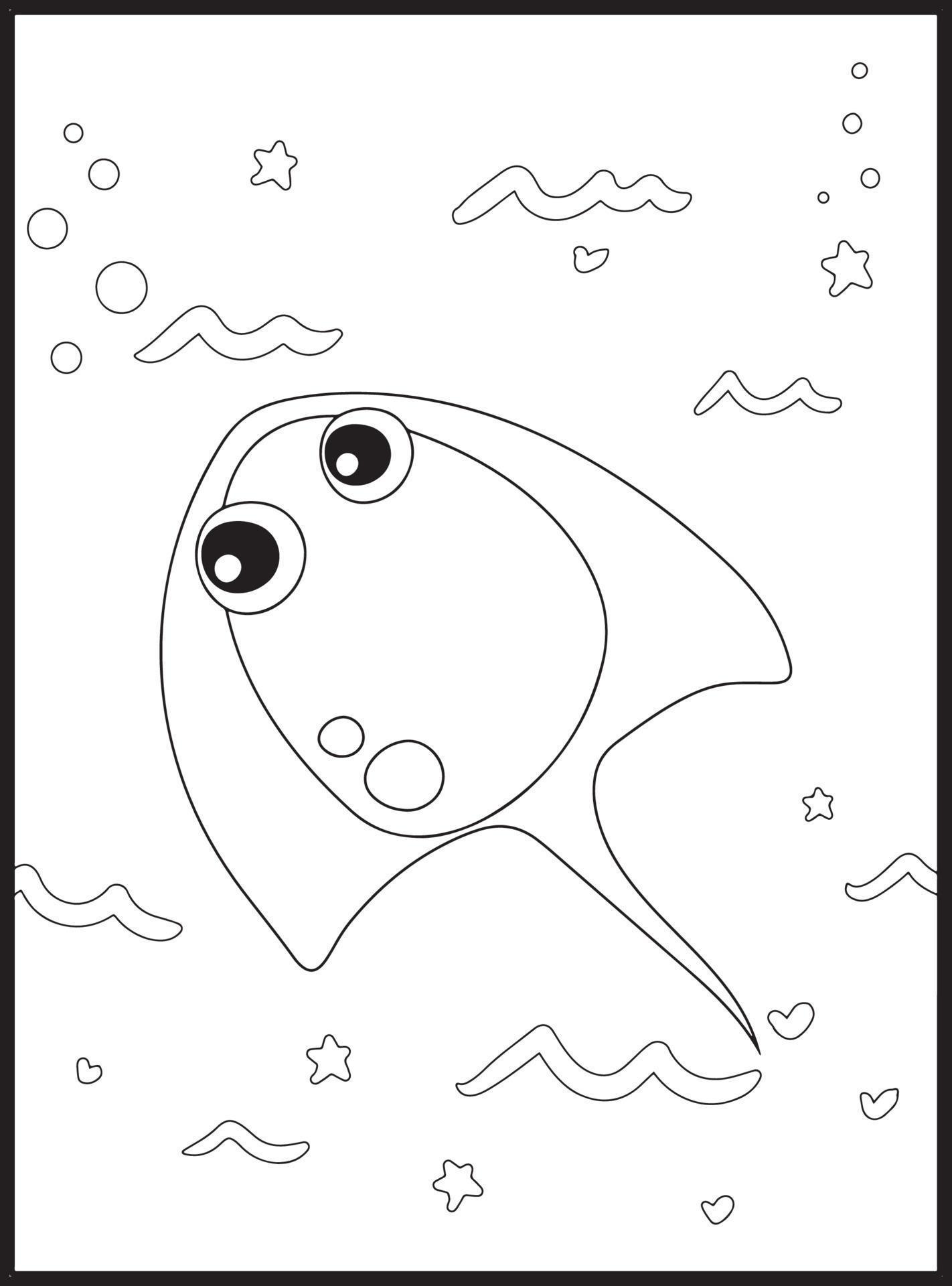 Ocean Animals Coloring Pages 16076555 Vector Art at Vecteezy