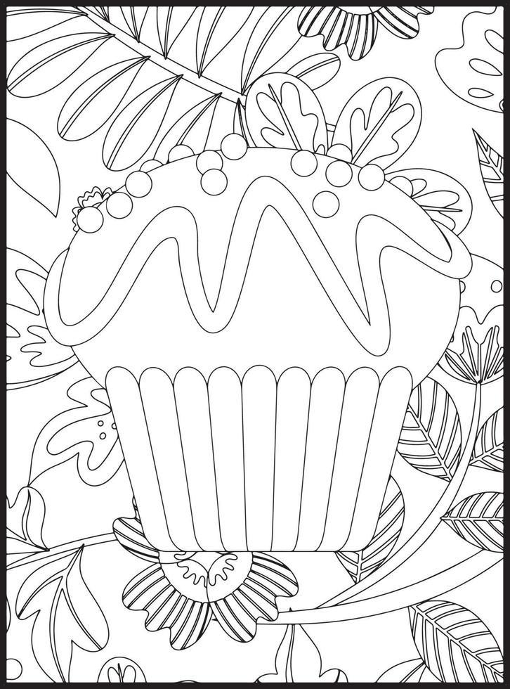 Cupcake Coloring Pages 16076588 Vector Art at Vecteezy
