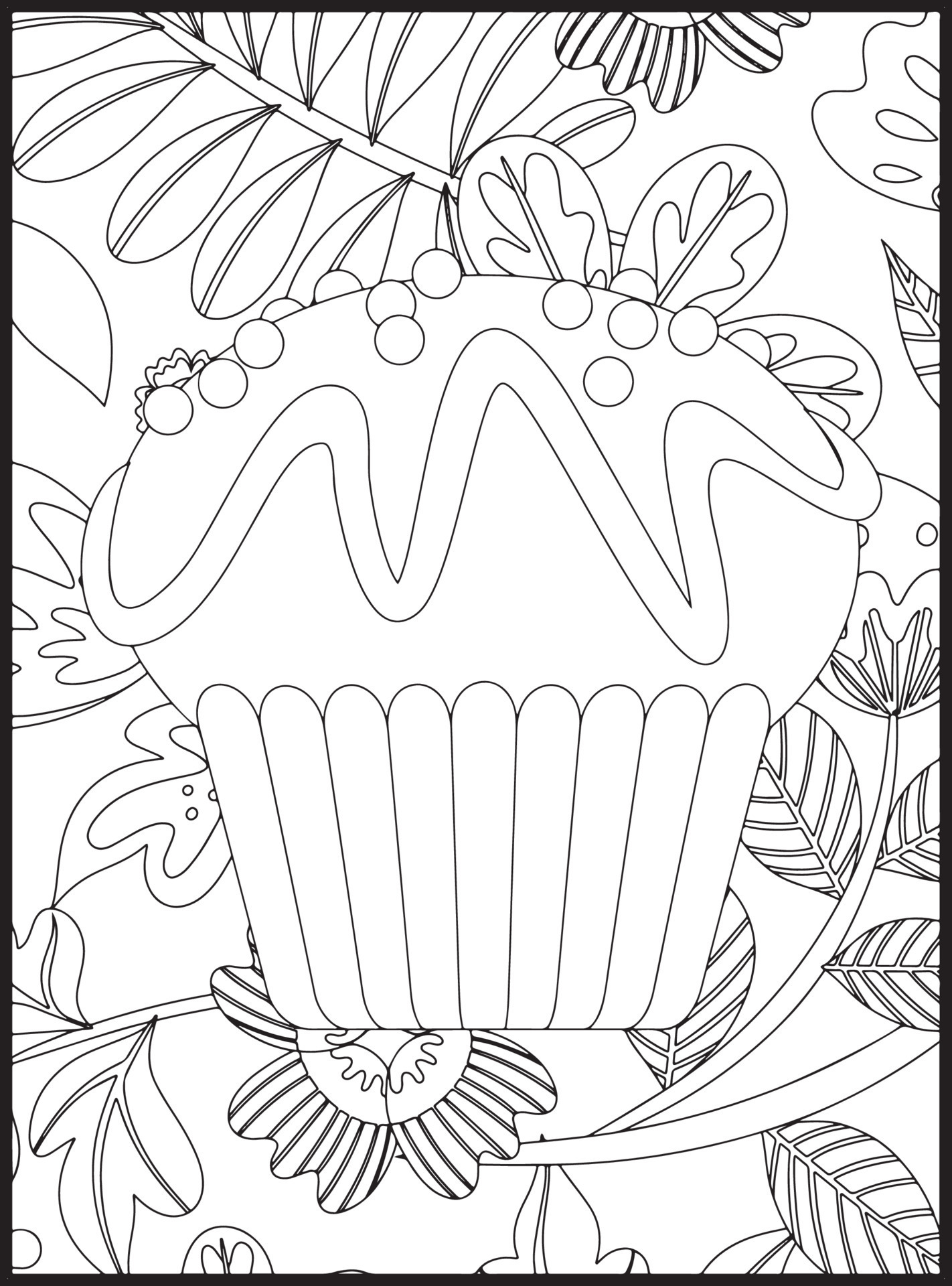 Cupcake Coloring Pages 16076588 Vector Art at Vecteezy
