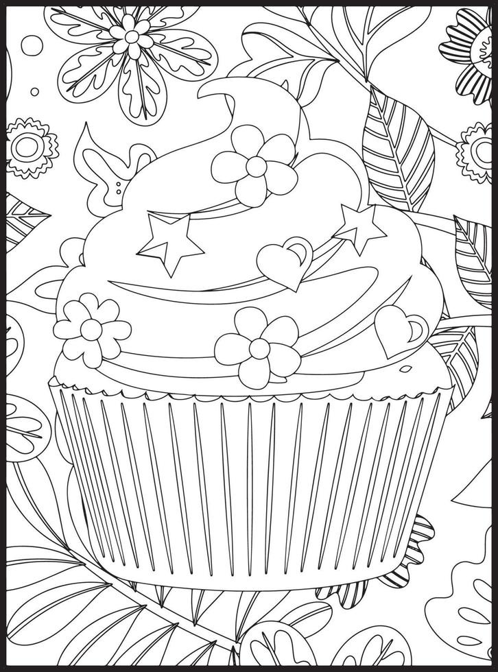 cupcakes para colorear vector