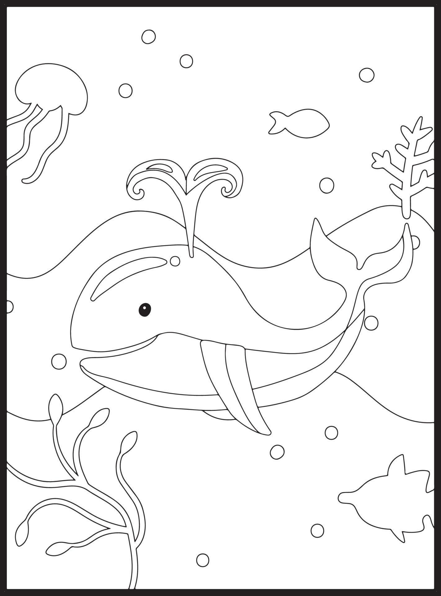 Ocean Animals Coloring Pages 16076596 Vector Art at Vecteezy