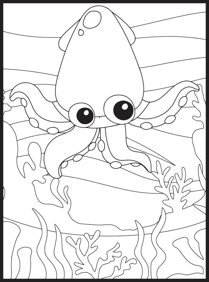 Ocean Animals Coloring Pages 16076608 Vector Art at Vecteezy