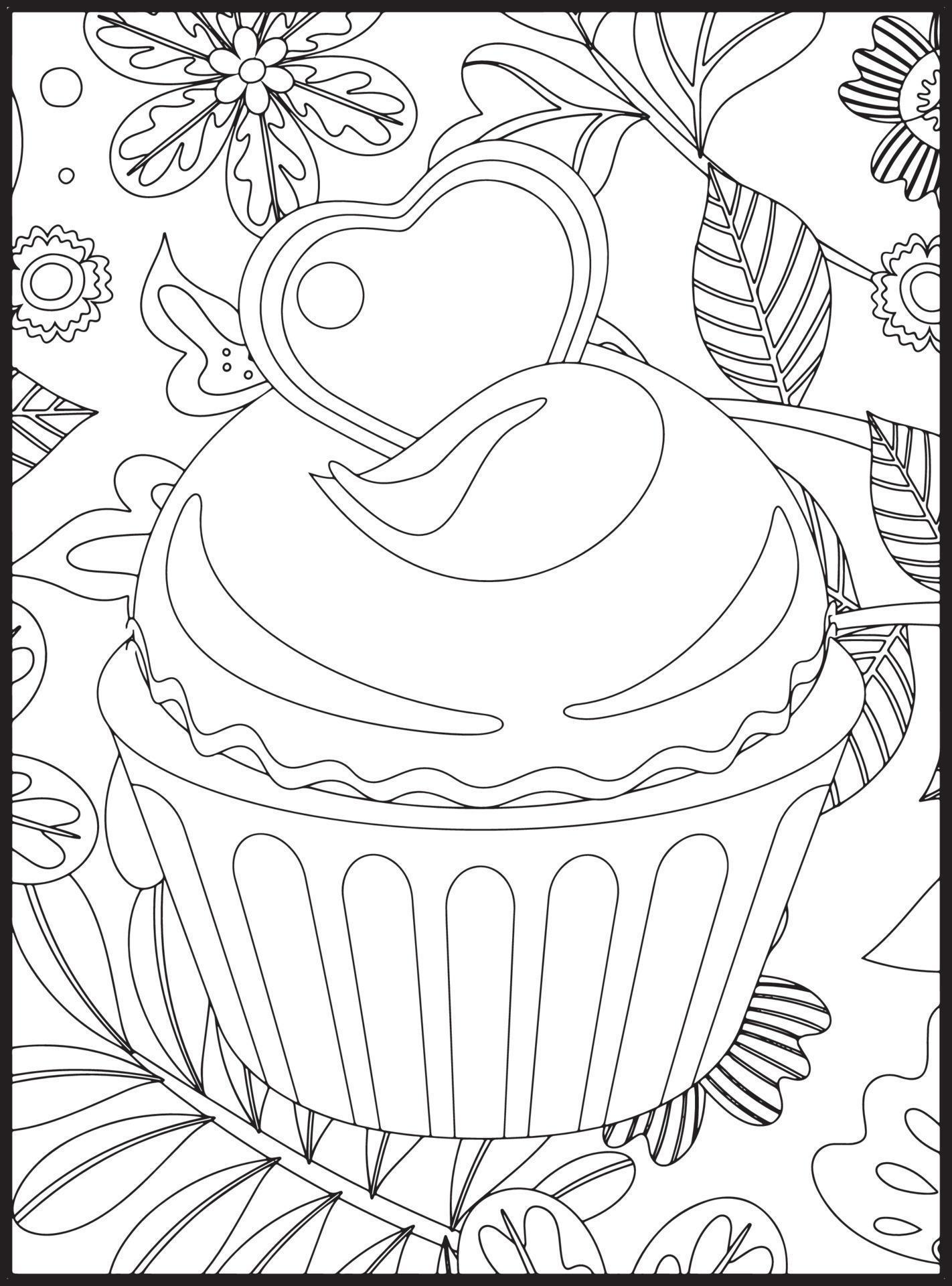 Cupcake Coloring Pages 16076616 Vector Art at Vecteezy