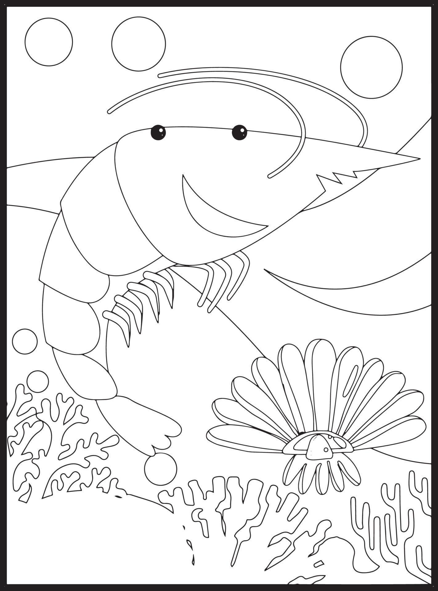 Ocean Animals Coloring Pages 16076621 Vector Art at Vecteezy