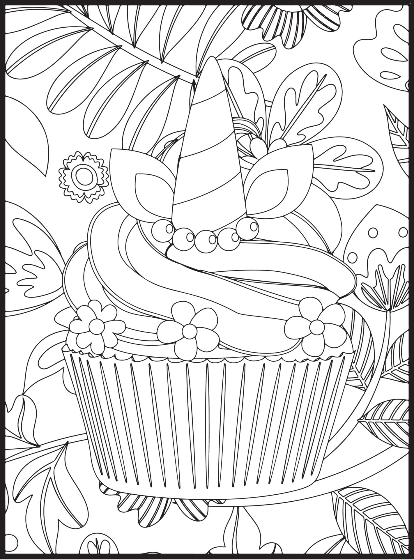 Cupcake Coloring Pages 16076626 Vector Art at Vecteezy