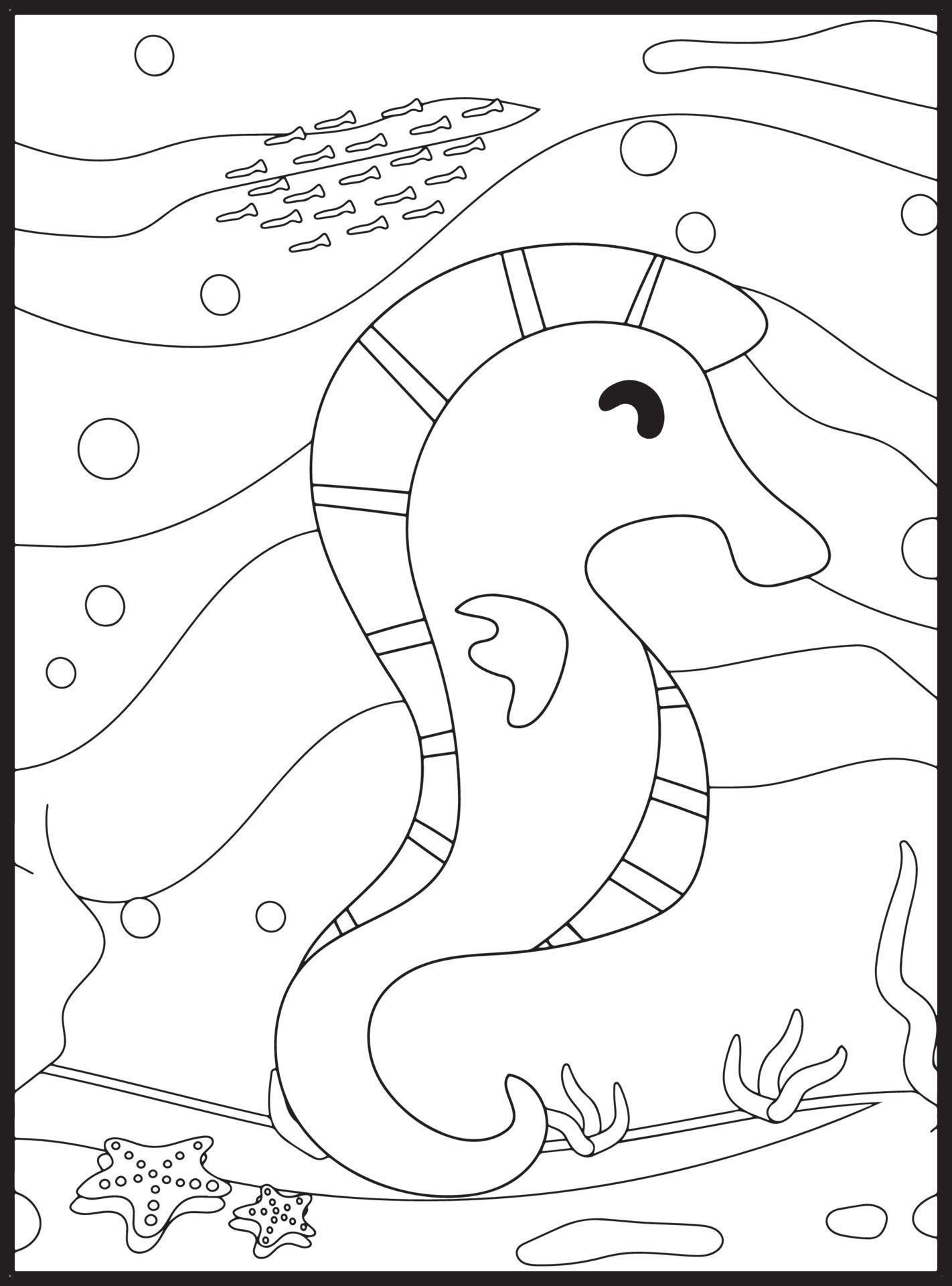Ocean Animals Coloring Pages 16076627 Vector Art at Vecteezy