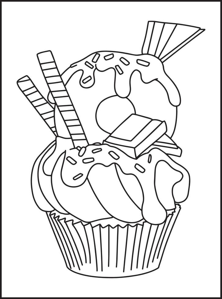 cupcakes para colorear vector