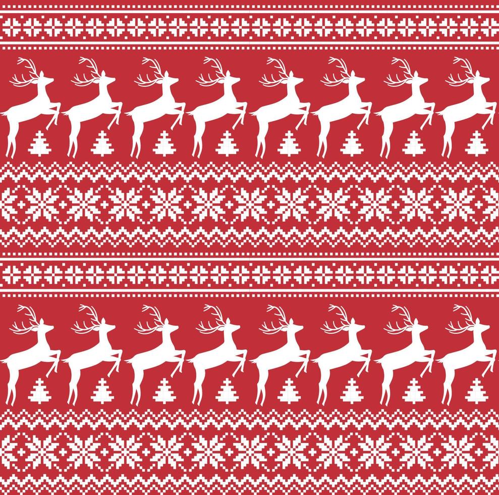 Knitted, pixel Christmas and New Year pattern. Wool Knitting Sweater Design. Wallpaper wrapping paper textile print. Eps 10 vector
