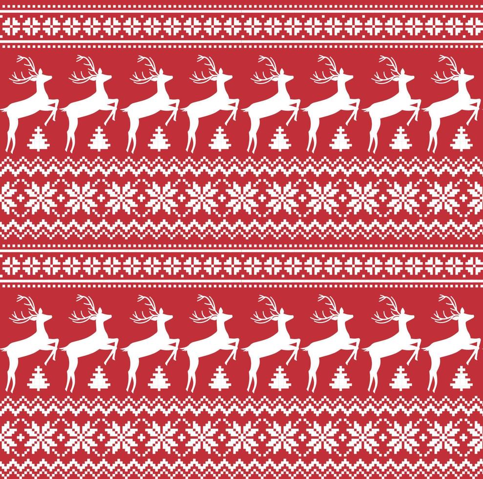 Knitted, pixel Christmas and New Year pattern. Wool Knitting Sweater Design. Wallpaper wrapping paper textile print. Eps 10 vector