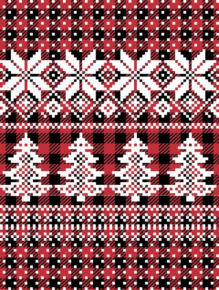 Christmas and New Year pattern at Buffalo Plaid. Festive background for design and print vector