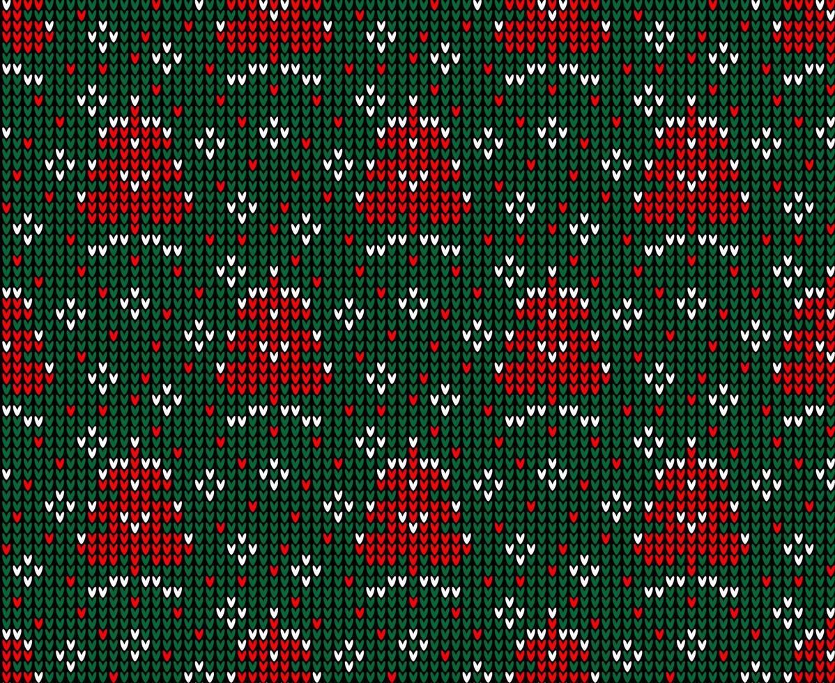 Knitted Christmas and New Year pattern. Wool Knitting Sweater Design. Wallpaper wrapping paper textile print. vector