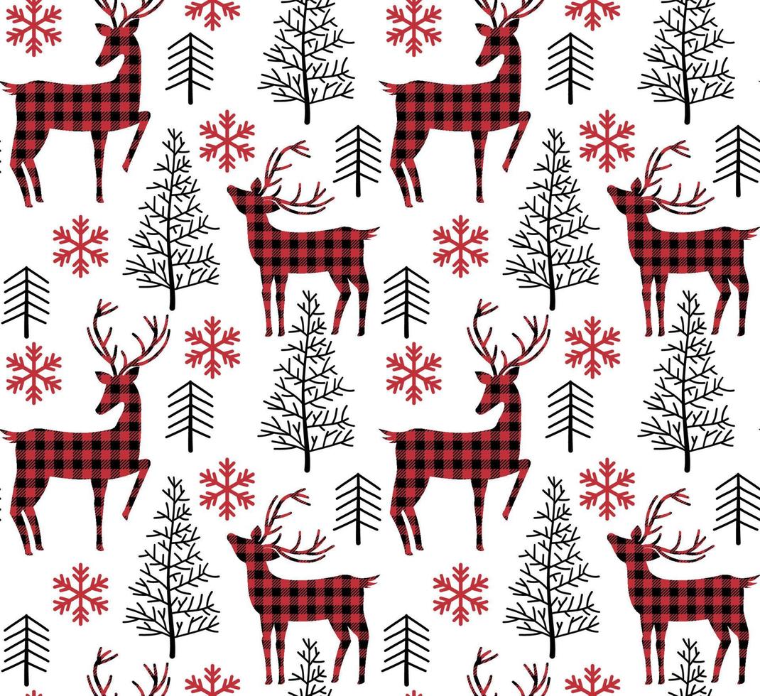 Christmas and New Year pattern at Buffalo Plaid. Festive background for design and print vector