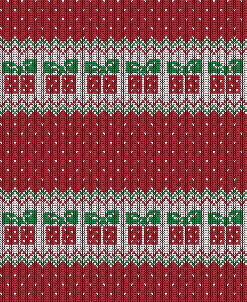 Knitted Christmas and New Year pattern vector