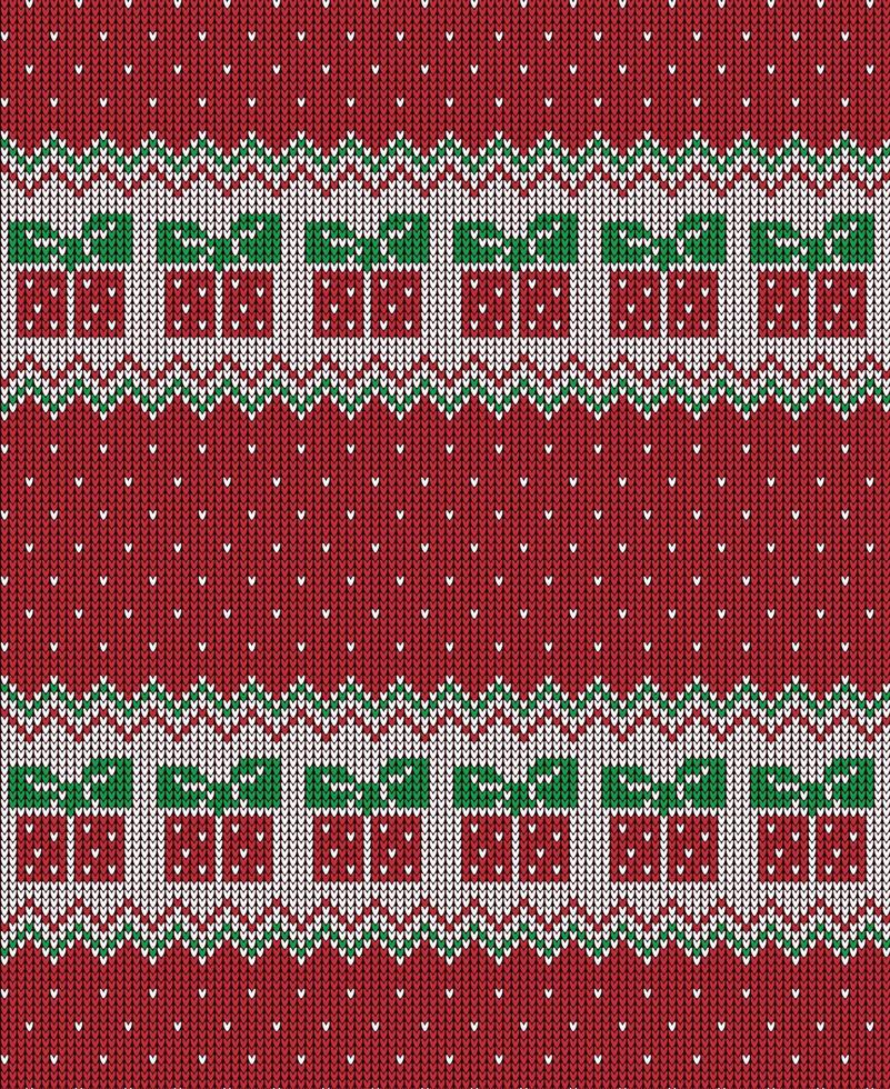 Knitted Christmas and New Year pattern vector