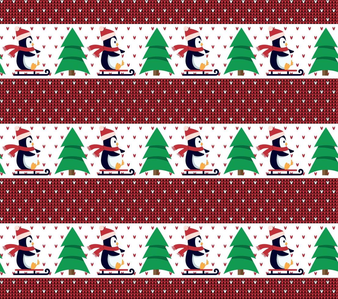Knitted Christmas and New Year pattern. Wool Knitting Sweater Design. Wallpaper wrapping paper textile print. vector